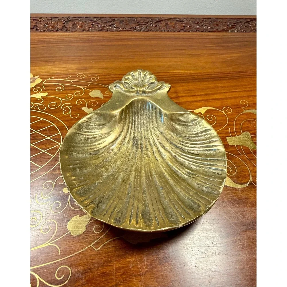 Vintage Brass Shell Trinket Dish